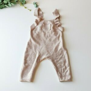 ZARA Kids | Pink | RUFFLED Cotton KNIT OVERALLS. Heathered blush